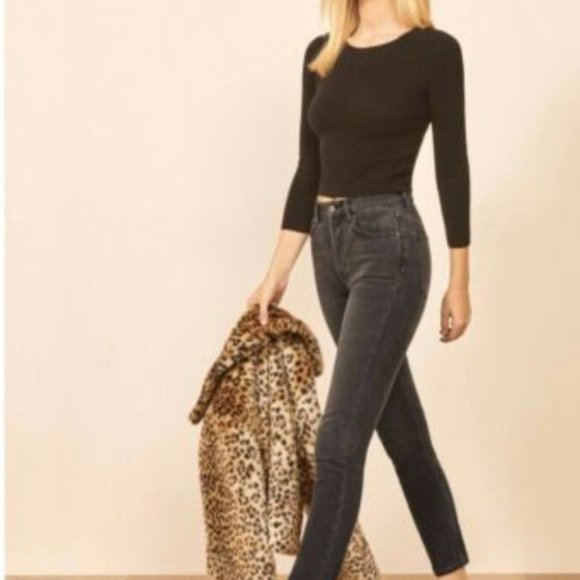 Reformation Julia High Rise Cigarette Jeans Black - Picture 1 of 5